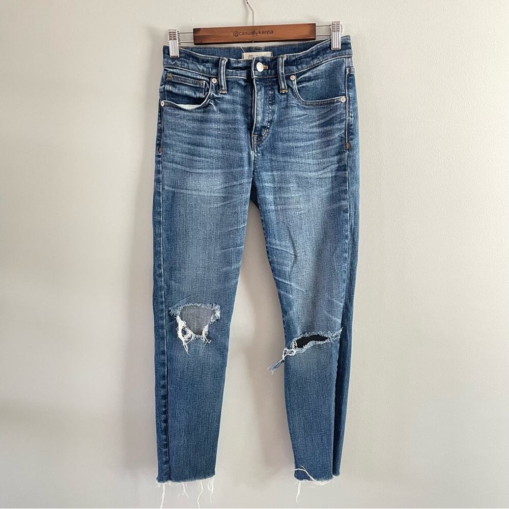 Madewell Womens 9" High-Rise Skinny Crop Jean Bruce Wash Medium Denim Distressed - Picture 2 of 11